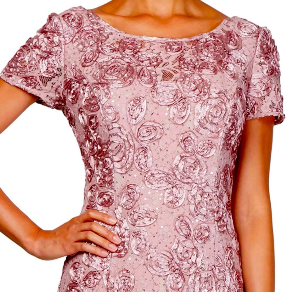 Alex Evenings Dress 3d Flowers Dress Roses Maxi Gown Dress Pink Floral Dress
